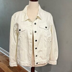 NWT Kut from the Kloth Ecru Distressed Denim Jacket